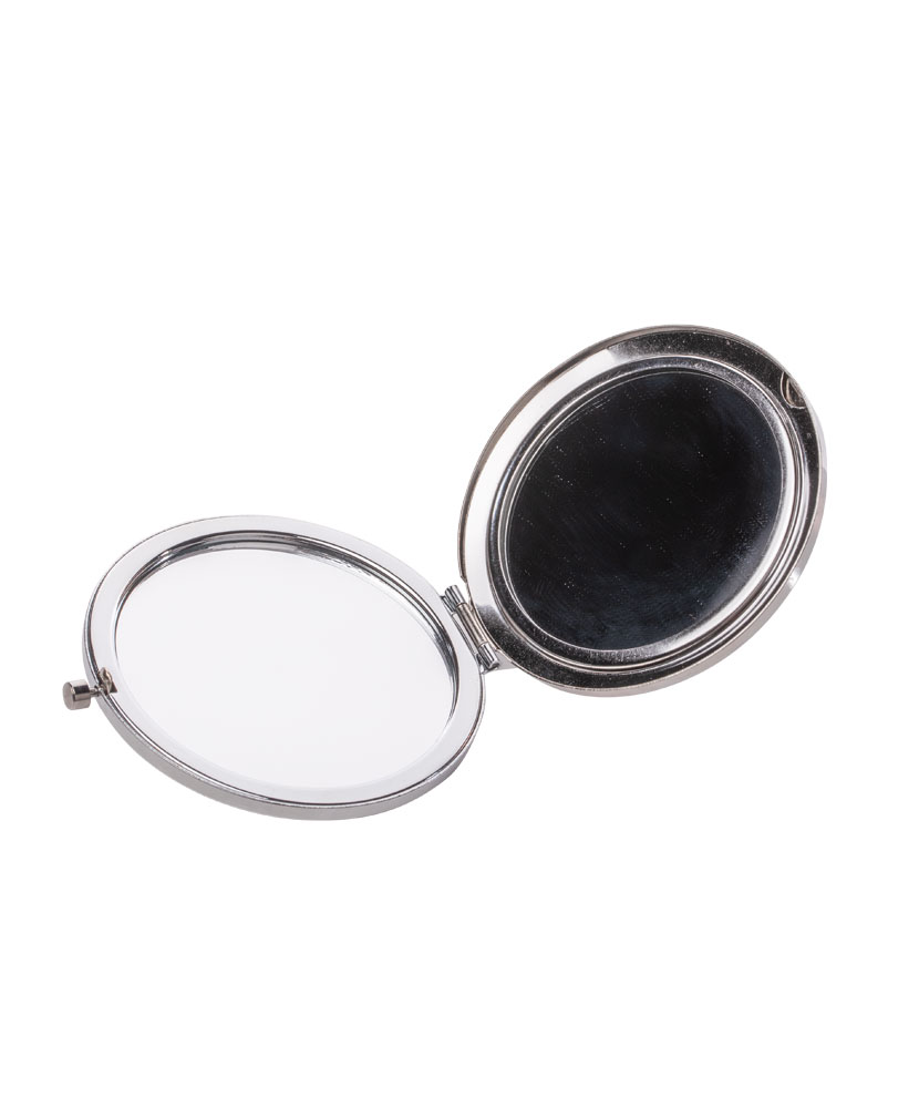 Silver Metal Jeweled Compact Mirror
